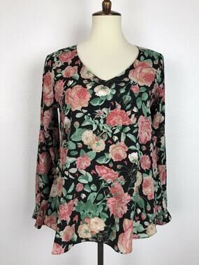 Lovers + Friends Top Blouse Flowy Studded Autumn Rose Dark Romantic Moody Boho